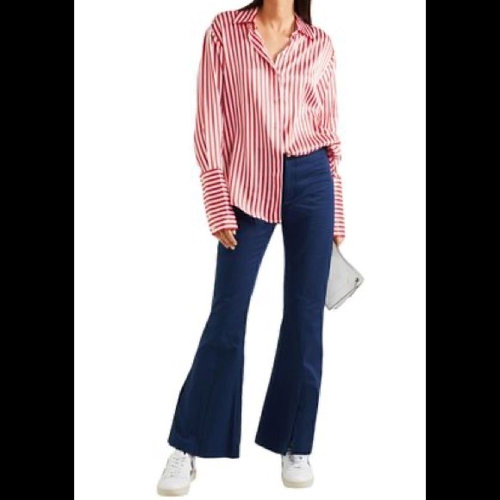 Maggie Marilyn She's Still A Dreamer Cotton Flared Pants In Navy Size 2 Nwt $295
